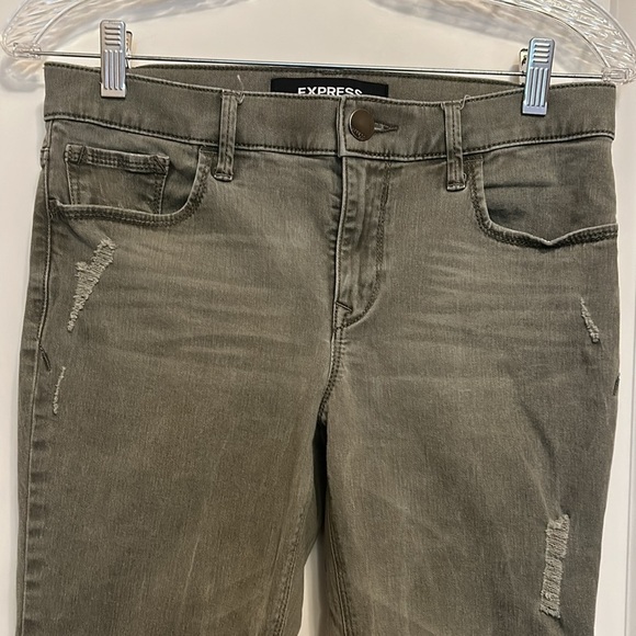 Express Olive Green Distressed Mid Rise Ankle Legging Women’s size 2 Regular - Picture 2 of 9